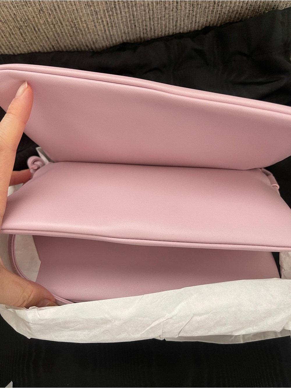 Celine New Trio Blush Pink Leather Crossbody Bag with Gold Logo - Picture 7 of 9